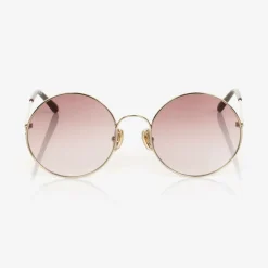Girls Gold & Brown Round Sunglasses