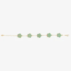 Girls Gold & Green Flower Bracelet