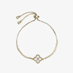 Girls Gold & Ivory Clover Bracelet