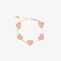 Girls Gold & Pink Heart Bracelet