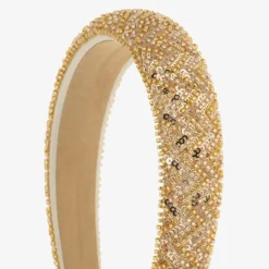 Girls Gold Bead & Sequin Hairband