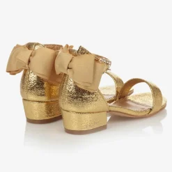 Girls Gold Bow Sandals