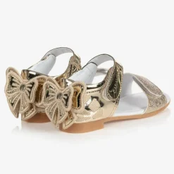Girls Gold Bow Sandals