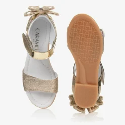 Girls Gold Bow Sandals