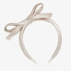 Girls Gold Bow Stripe Hairband