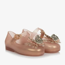 Girls Gold Butterfly Jelly Shoes