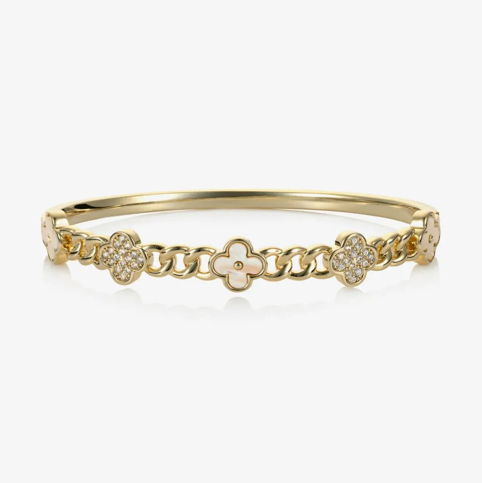 Girls Gold Clover Bangle