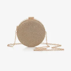 Girls Gold Diamanté Circle Bag (13cm)