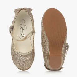 Girls Gold Glitter Butterfly Shoes