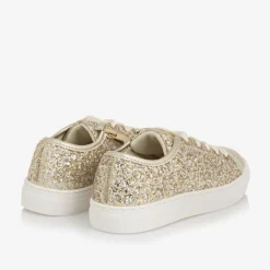 Girls Gold Glitter Lace-Up Trainers