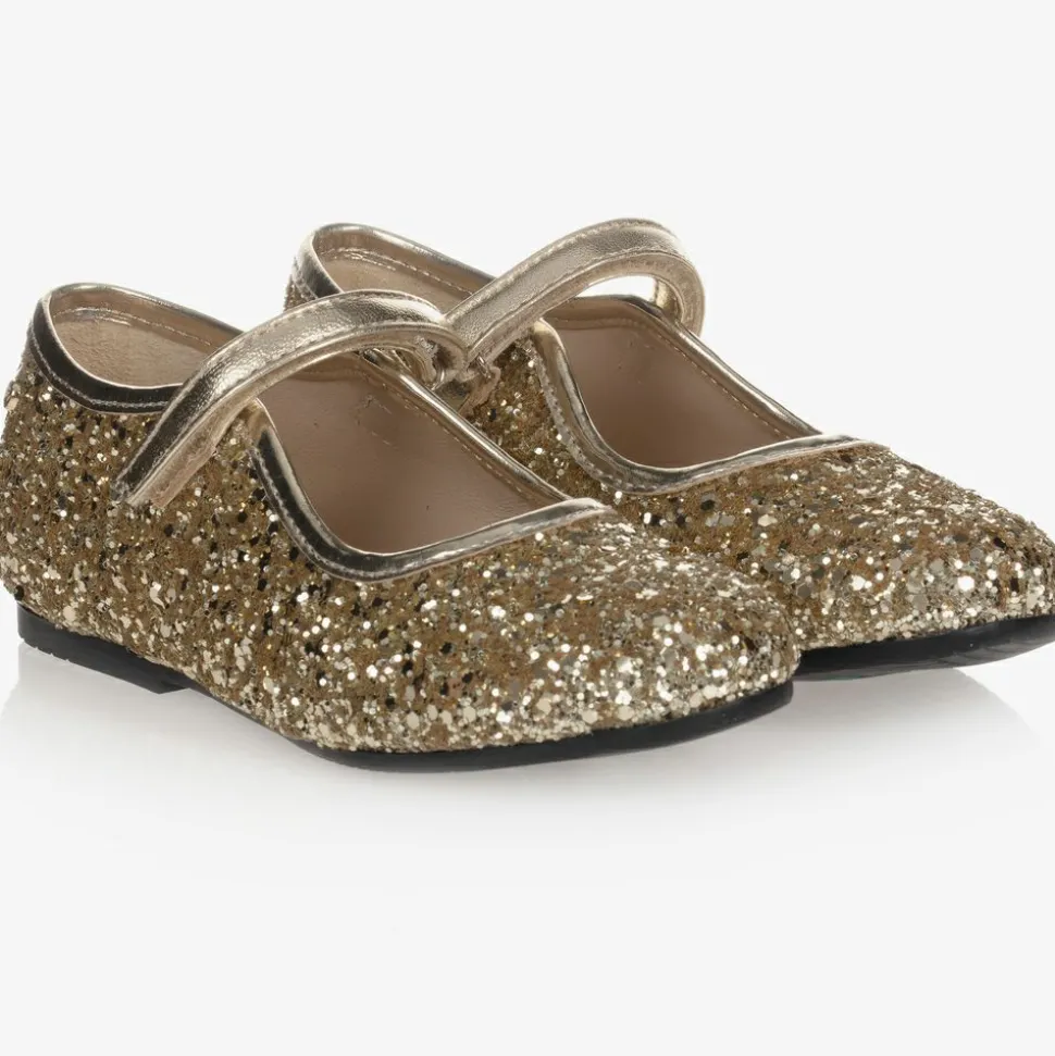 Girls Gold Glitter Shoes