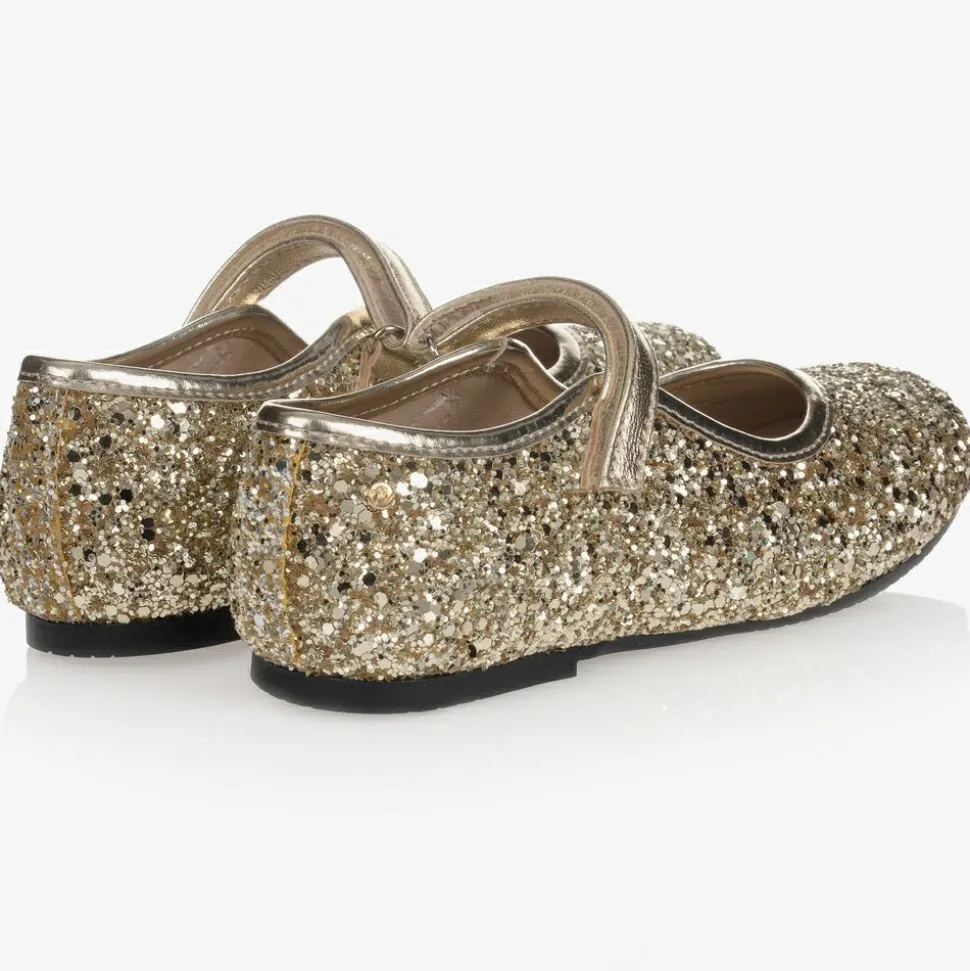 Girls Gold Glitter Shoes
