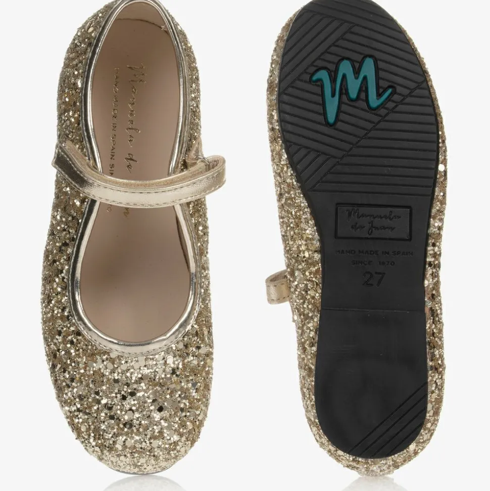 Girls Gold Glitter Shoes