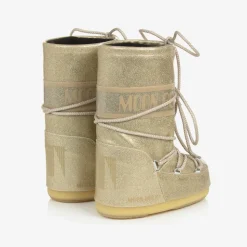 Girls Gold Glitter Snow Boots