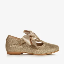 Girls Gold Glitter T-Bar Shoes