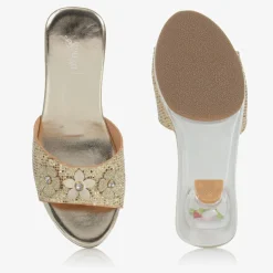 Girls Gold Heeled Shoes