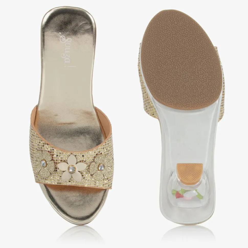 Girls Gold Heeled Shoes