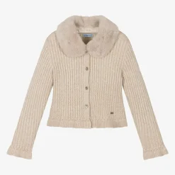 Girls Gold Knitted Cardigan