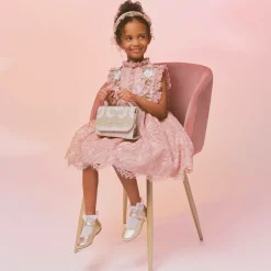 Girls Gold Leather Pumps