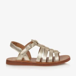 Girls Gold Leather Sandals