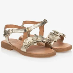 Girls Gold Leather Sandals