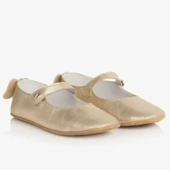 Girls Gold Leather Shoes