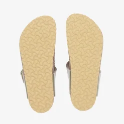 Girls Gold Leather T-Bar Flip-Flops