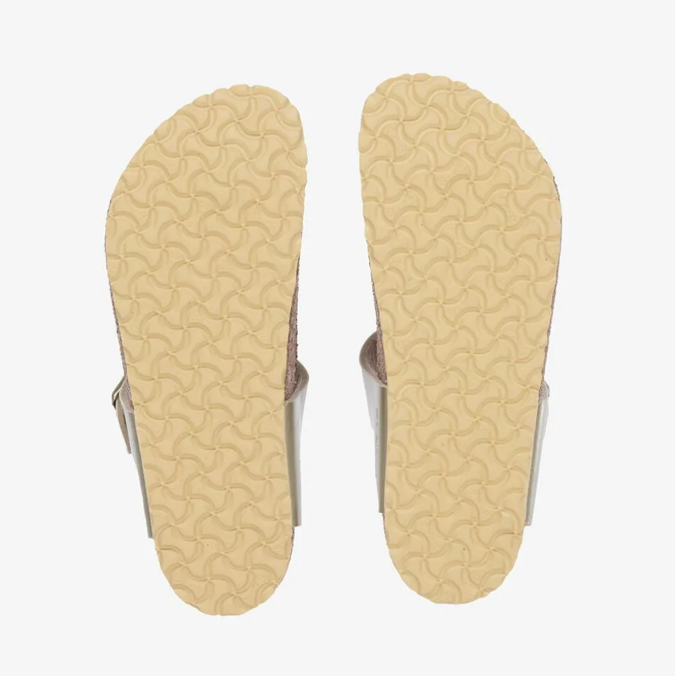 Girls Gold Leather T-Bar Flip-Flops