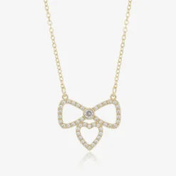 Girls Gold Plated Bow Necklace (44cm)