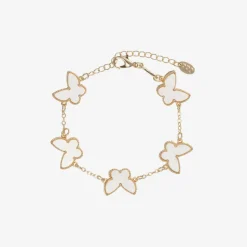 Girls Gold Tone Ivory Butterfly Bracelet