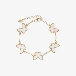 Girls Gold Tone Ivory Butterfly Bracelet