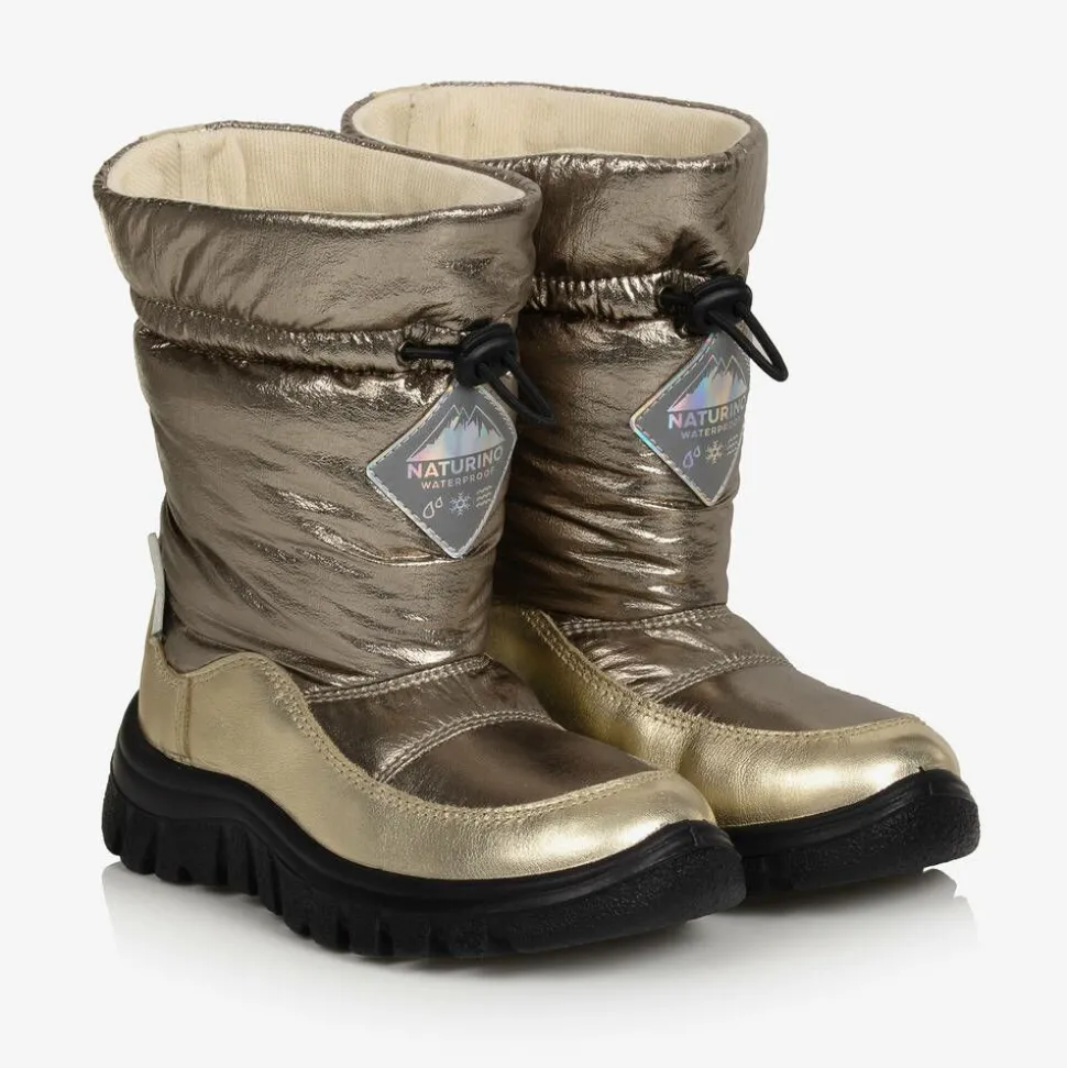 Girls Gold Waterproof Snow Boots