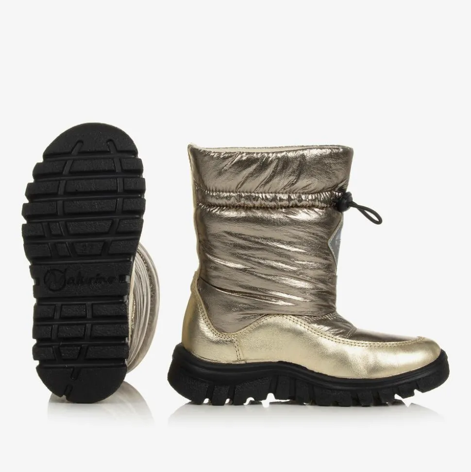 Girls Gold Waterproof Snow Boots
