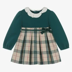 Girls Green Check Dress