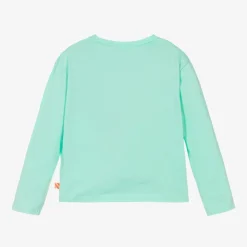 Girls Green Cotton Sequin Top