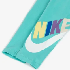 Girls Green Cotton Swoosh Leggings