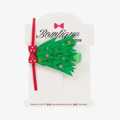 Girls Green Festive Tree Hair Clip (6cm)