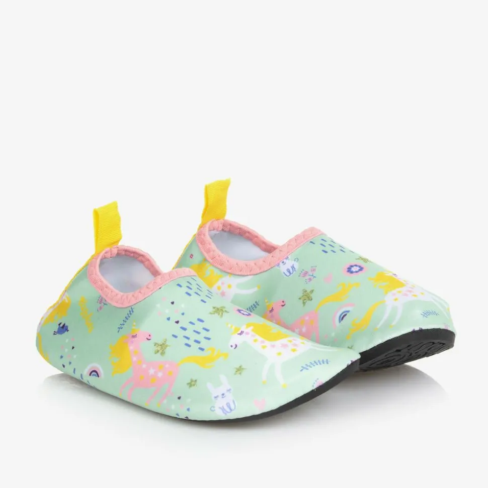 Girls Green Unicorn Aqua Shoes