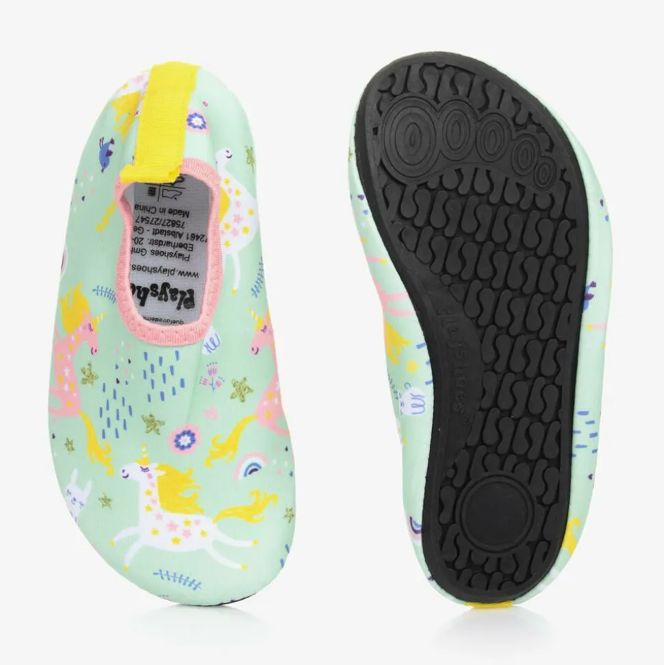 Girls Green Unicorn Aqua Shoes