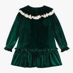 Girls Green Velour Dress