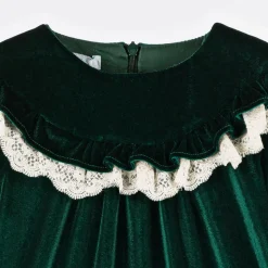Girls Green Velour Dress