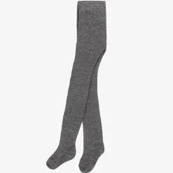 Girls Grey & Silver Cotton Tights