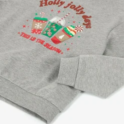 Girls Grey Cotton Festive Sweatshirt