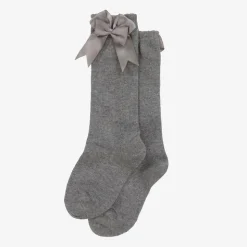 Girls Grey Cotton Knee Length Socks