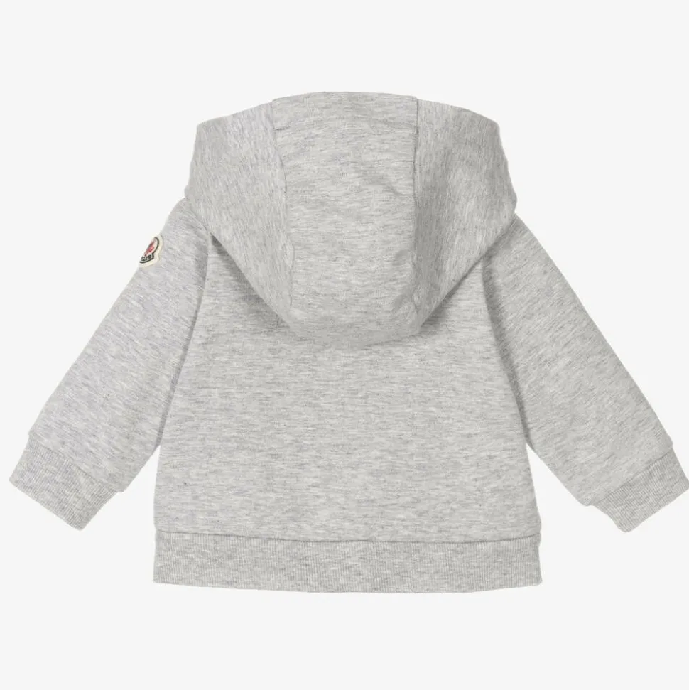 Girls Grey Cotton Zip-Up Logo Top