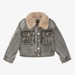 Girls Grey Denim Disney Jacket
