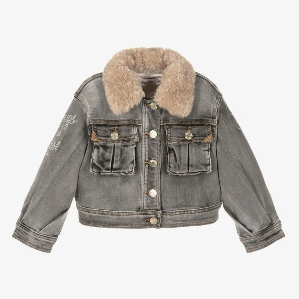 Girls Grey Denim Disney Jacket