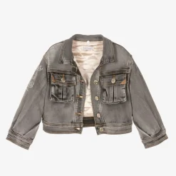 Girls Grey Denim Disney Jacket