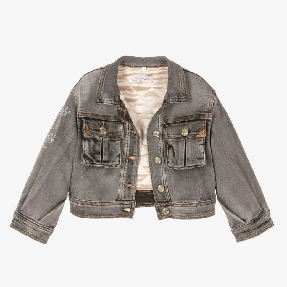 Girls Grey Denim Disney Jacket
