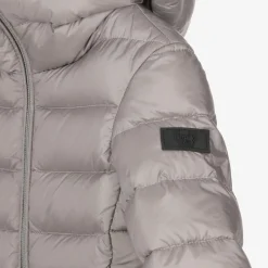 Girls Grey Down Padded Puffer Coat